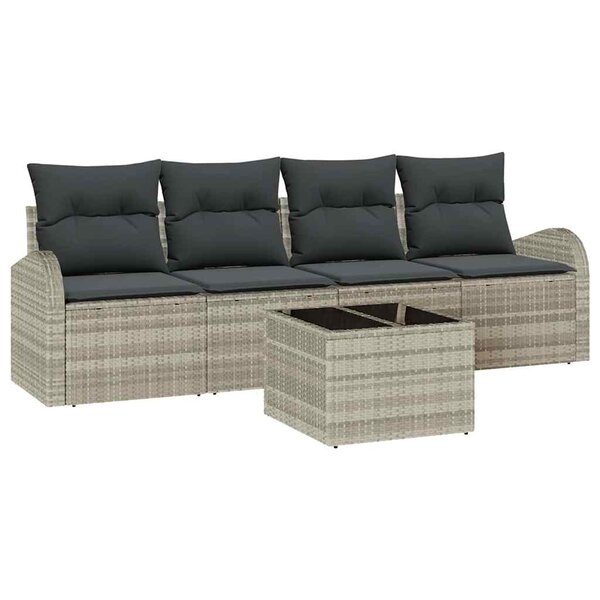 vidaXL Ensemble de canapé de jardin 5 Pièces Gris clair 55 x 55 x 37 cm