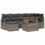 vidaXL Ensemble de canapé de jardin avec coussin 7 Pièces Gris