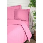 Parure de lit - housse de couette 220 x 240 + 2 taies d'oreiller 60 x 60 coton renforcé - Rose