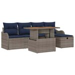 vidaXL Ensemble de canapé de jardin avec coussin 6 Pièces Gris polyrotin