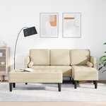 vidaXL Ensemble de 2 Canapés avec Coussins en Tissu Crème