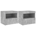 vidaXL Tables de chevet avec lumières LED 2 Pièces gris béton 50x40x45 cm