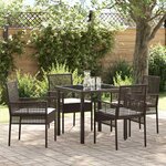 vidaXL Ensemble repas jardin 5 pièces avec coussins Marron Poly Rattan