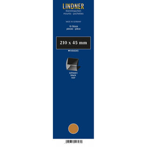 Bandes Klemmfix double soudure 210 x 45 mm pour timbres-poste. Fond - Noir