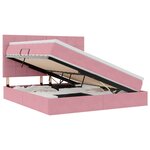 vidaXL Lit de rangement LED avec matelas Rose 160 x 200 cm Velours