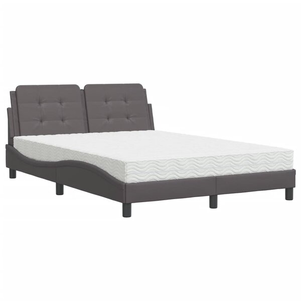 vidaXL Lit avec matelas gris 140x200 cm similicuir