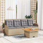 vidaXL Salon de jardin avec coussins 3 Pièces beige résine tressée