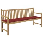 vidaXL Banc de jardin avec coussin rouge 175 cm Bois de teck massif