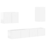vidaXL Ensemble de meuble TV mural Montage mural 4 Pièces Blanc brillant