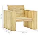 vidaXL Salon de jardin 3 Pièces avec coussins bois de pin imprégné