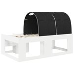 vidaXL Cadre de lit avec tunnel 3 Pièces Blanc et noir Bois d'ingénierie