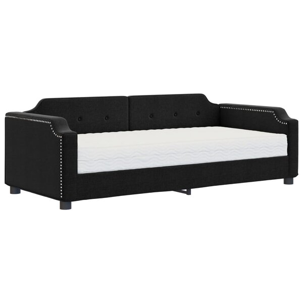 vidaXL Lit de jour avec matelas noir 100x200 cm tissu