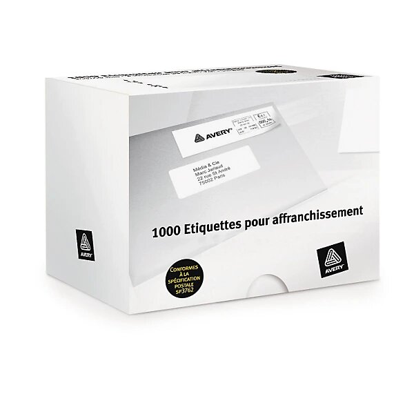 Étiquette d'affranchissement avery 175x45 mm (lot de 1000)