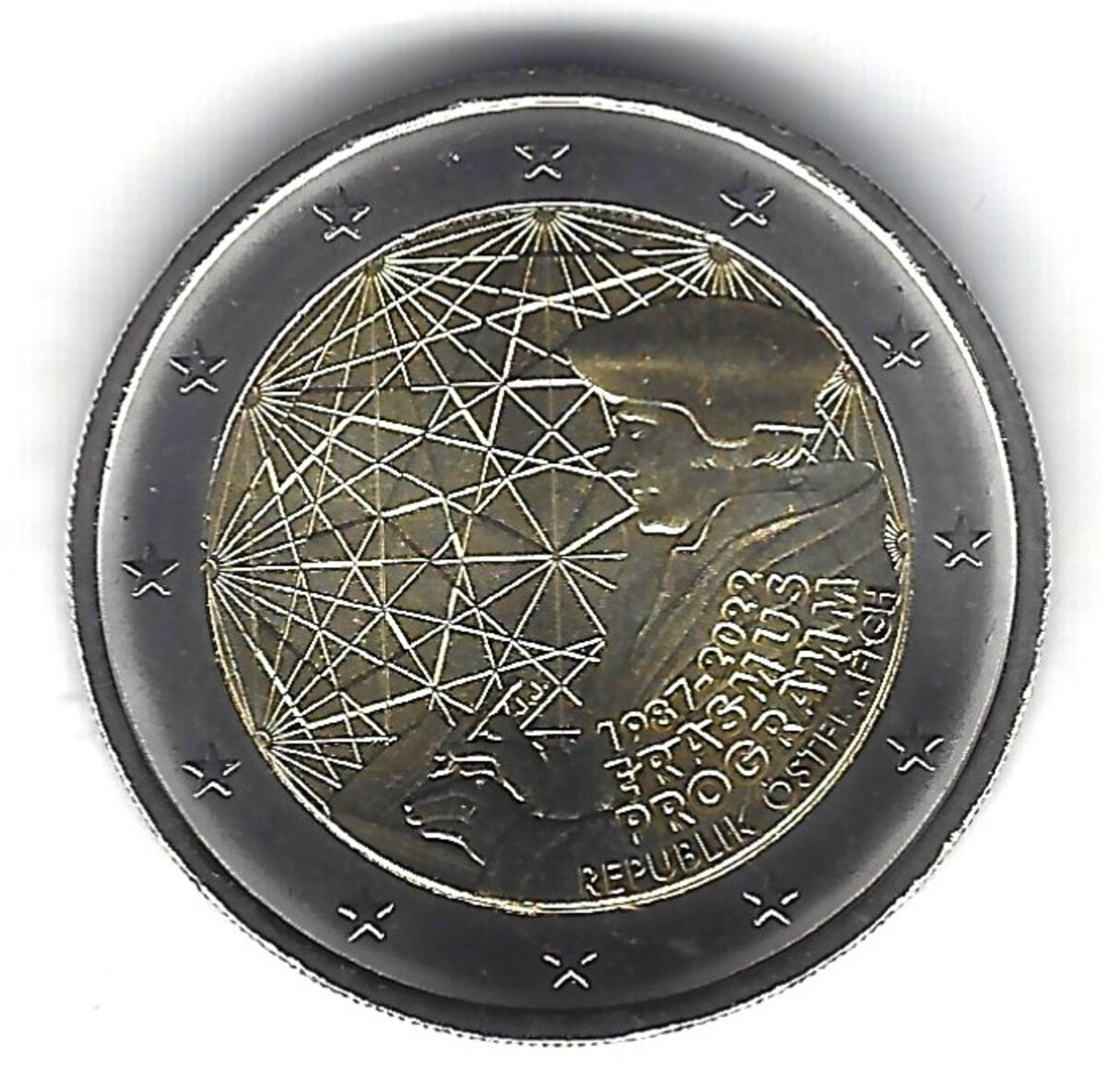 Monnaie 2 euros commémorative autriche erasmus 2022 La Poste