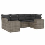 vidaXL Salon de jardin 6 Pièces avec coussins gris résine tressée