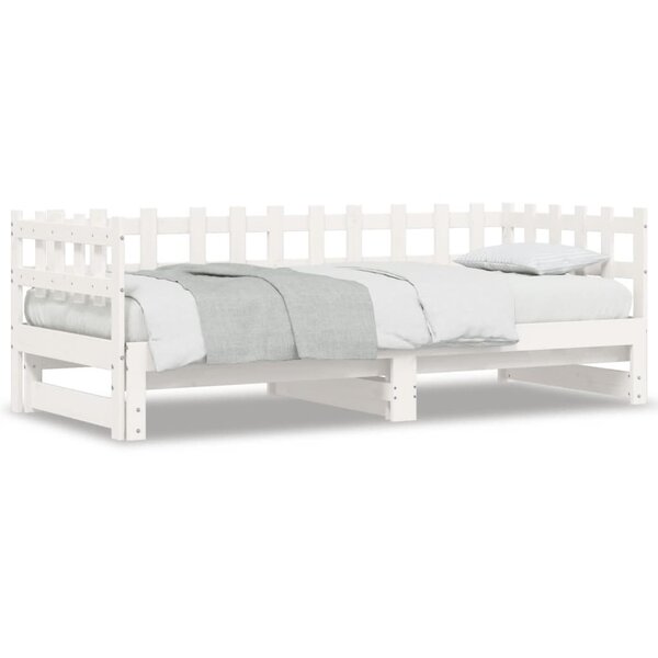 vidaXL Lit coulissant sans matelas blanc 2x(90x200) cm bois massif