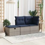 vidaXL Tabouret de jardin avec coussin gris 55x55x37 cm résine tressée
