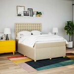 vidaXL Sommier à lattes de lit avec matelas Crème 160x200 cm Tissu