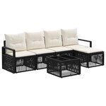 vidaXL Ensemble de canapé de jardin 6 Pièces Noir polyrotin
