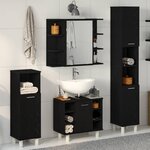 vidaXL Ensemble de mobilier de salle de bain avec étagère 4 Pièces Noir
