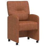 vidaXL Chaises de Salle à Manger avec Roues 2 pc Simili cuir Marron