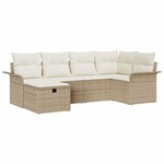 vidaXL Ensemble de canapé de jardin 6 Pièces Beige et crème polyrotin