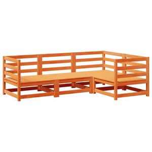 vidaXL Salon de jardin 4 Pièces cire marron bois de pin massif