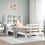 vidaXL Lit bibliothèque sans matelas blanc 90x190cm bois de pin massif