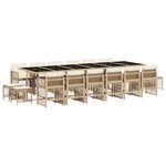 vidaXL Ensemble à manger de jardin et coussins 17 Pièces beige