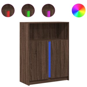 vidaXL Buffet avec LED chêne marron 77x34x100 cm bois d'ingénierie