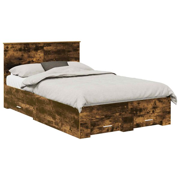 vidaXL Cadre de lit Chêne fumé 120 x 200 cm Bois d'ingénierie