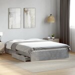 vidaXL Cadre de lit avec tiroirs sans matelas gris béton 120x200 cm