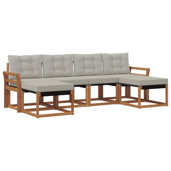 vidaXL Ensemble de canapés d'extérieur 6 pc Gris Naturel et Clair