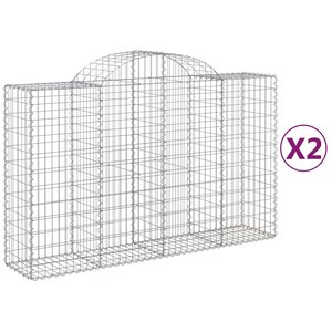 vidaXL Paniers à gabions arqués 2 Pièces 200x50x120/140 cm Fer galvanisé