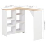 vidaXL Table de bar avec tablette amovible Blanc 138x39x110 cm