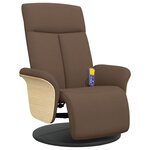 vidaXL Fauteuil inclinable de massage avec repose-pieds marron tissu