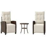 vidaXL Ensemble de bistro 3 Pièces avec coussins marron résine tressée