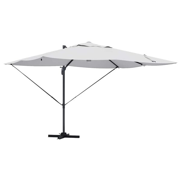 vidaXL Parasol Roma à Bras Déporté Beige et Noir 352 x 251 x 265 cm
