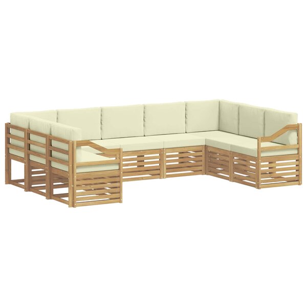 vidaXL Ensemble de canapé d'angle 9 Pièces Blanc et crème Polyester