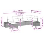 vidaXL Canapé de jardin 7 pièces avec coussins gris clair en poly rotin
