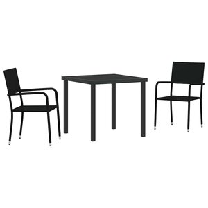 vidaXL Ensemble de salle à manger pour jardin 3 Pièces Noir Poly rotin