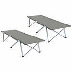 vidaXL Lit de camping pliant 2 Pièces Gris 194 x 62 5 x 42 5 cm