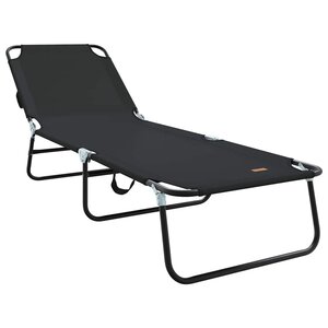 vidaXL Chaise longue pliante 1-personne Noir 56 x 189 x 87 cm tissu