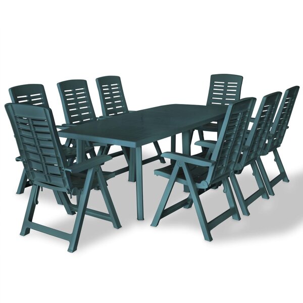 vidaXL Ensemble à manger d'extérieur 9 Pièces Plastique Vert
