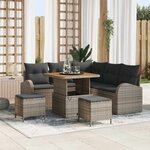 vidaXL Ensemble de canapé de jardin avec coussin 8 Pièces Gris Poly rotin