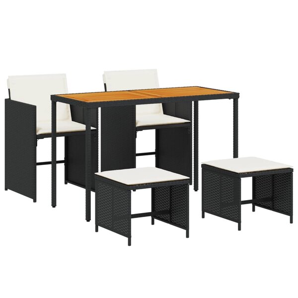 vidaXL Ensemble à manger de jardin coussins 5Pièces Noir Résine tressée