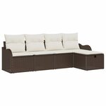 vidaXL Ensemble de canapé de jardin 5 Pièces Marron et crème Poly rotin