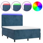 vidaXL Sommier à lattes de lit avec matelas LED Bleu foncé 140x200 cm