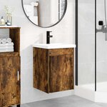 vidaXL Meuble de salle de bain avec robinet Chêne fumé