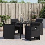 vidaXL Chaises de jardin lot de 4 avec coussins noir résine tressée